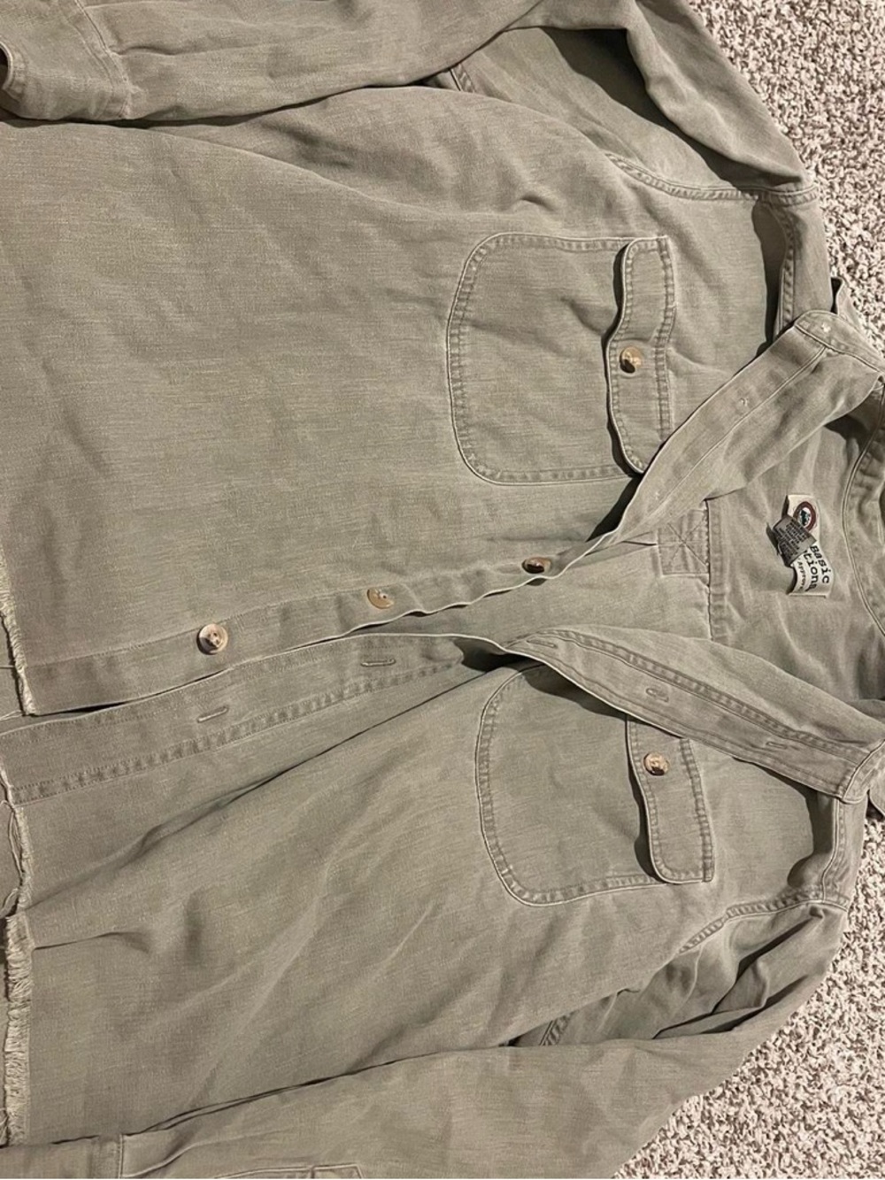 Light Olive Button-Up Utility Shirt